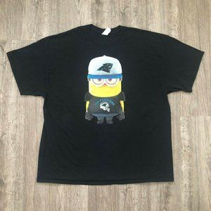 NFL Carolina Panthers Football Minions Funny Hilarious Cute Black T-Shirt Sz 2XL